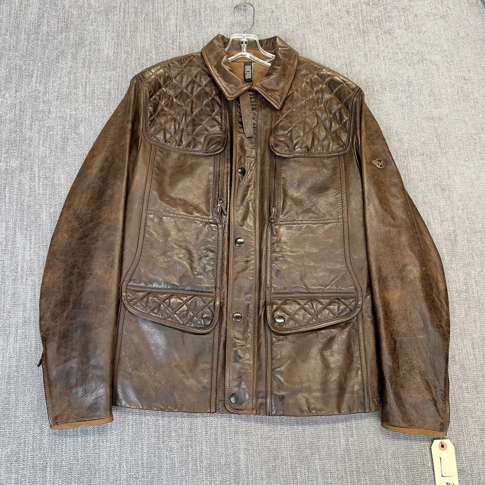 Matchless Kensington Quilted Jacket Mens L Brown Leather Snap Inside Zip